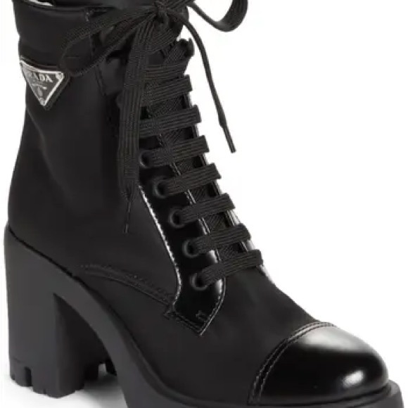 Prada Shoes - Prada Re-Nylon and Leather Combat Boot